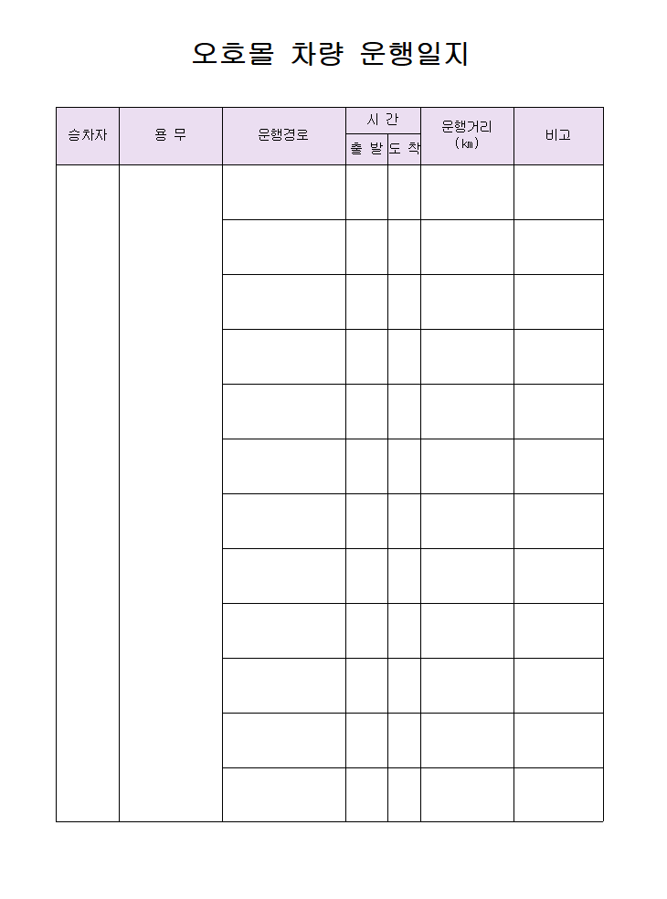 자동차(차량)-운행-일지양식 1